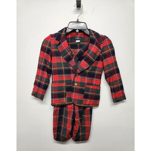 Rare Vintage Rici Boys Old Money Classic Plaid Blazer/Shorts Set, Sz 5, Red/Navy